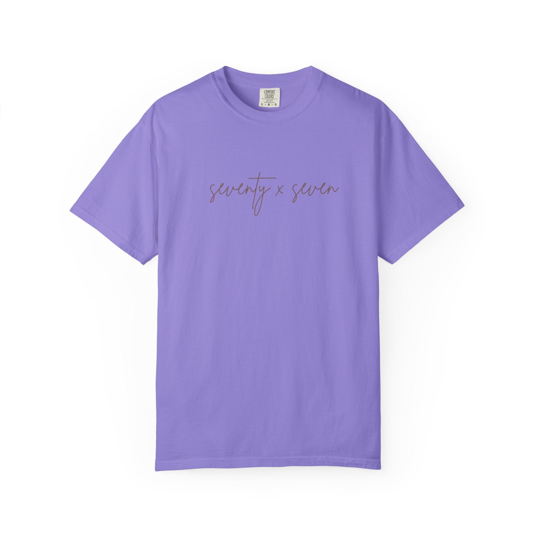 Seventy x Seven Script T-Shirt — Minimalist White Graphic Tee