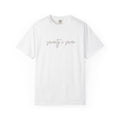 Seventy x Seven Script T-Shirt — Minimalist White Graphic Tee