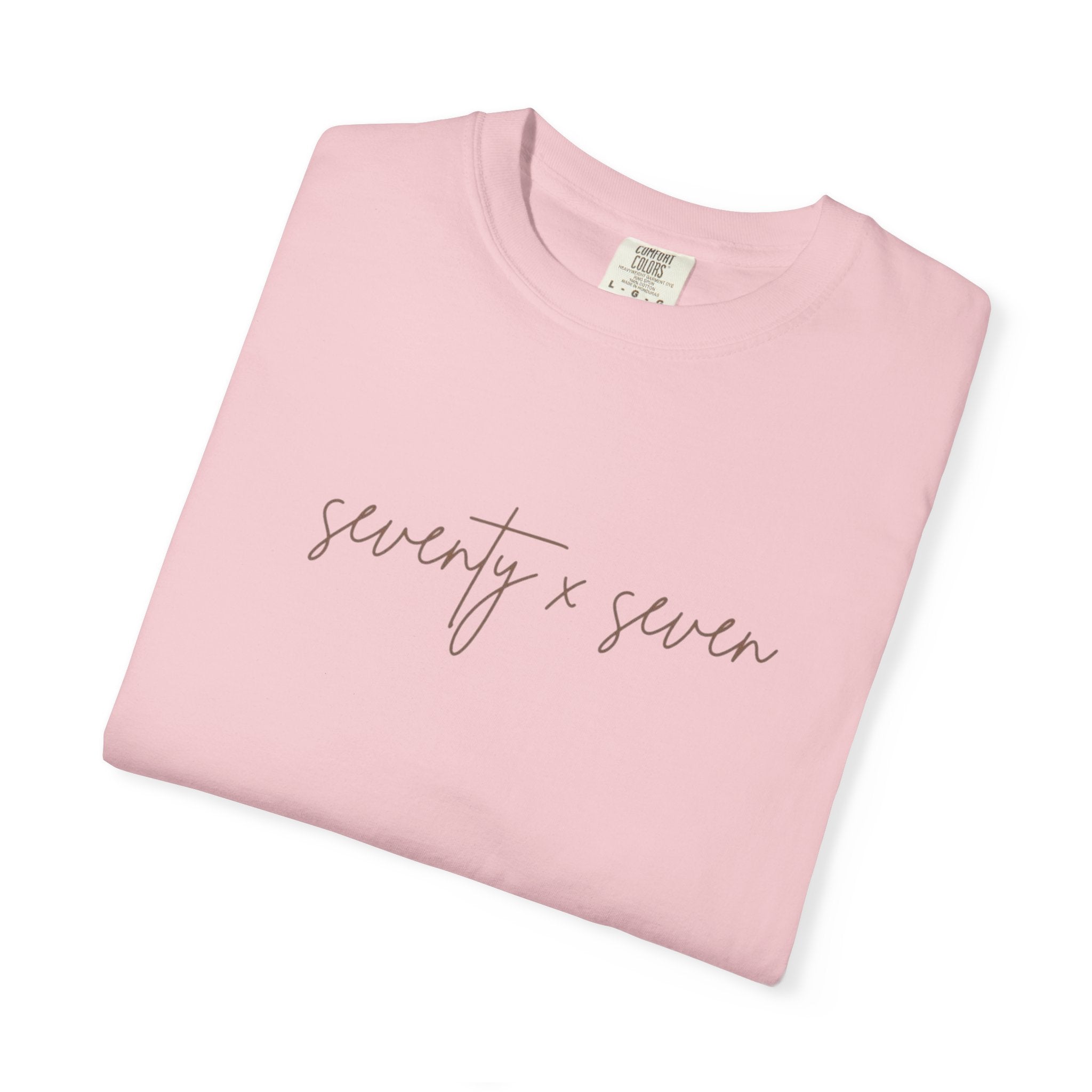 Seventy x Seven Script T-Shirt — Minimalist White Graphic Tee