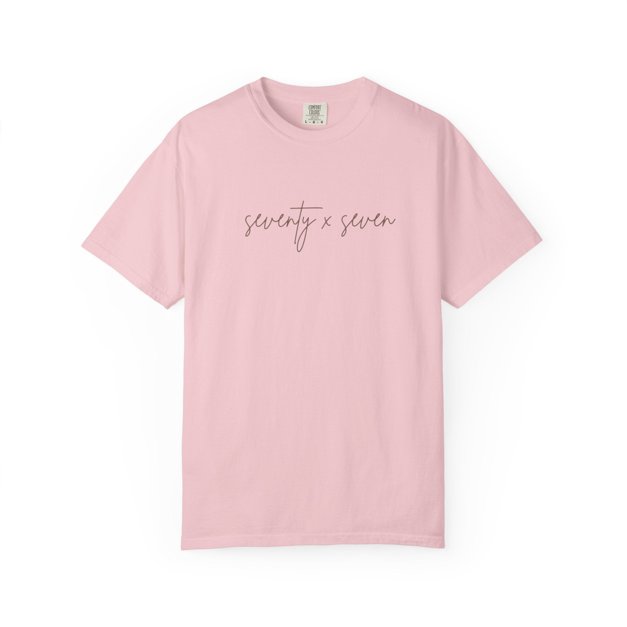 Seventy x Seven Script T-Shirt — Minimalist White Graphic Tee